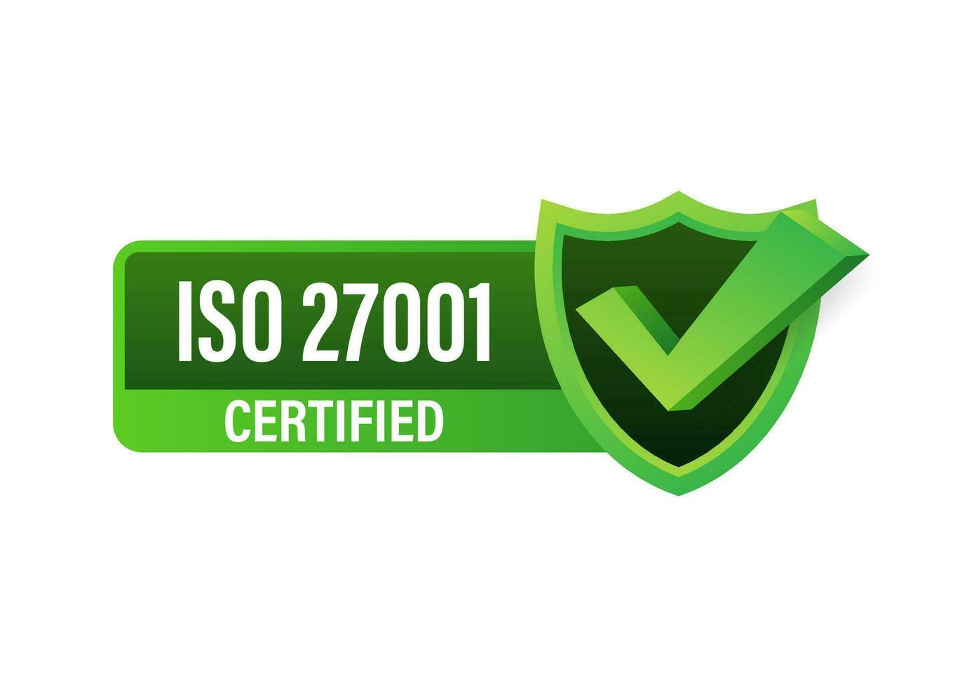 Yo asi 27001 certificado insignia, icono. Certificación estampilla. plano diseño vector