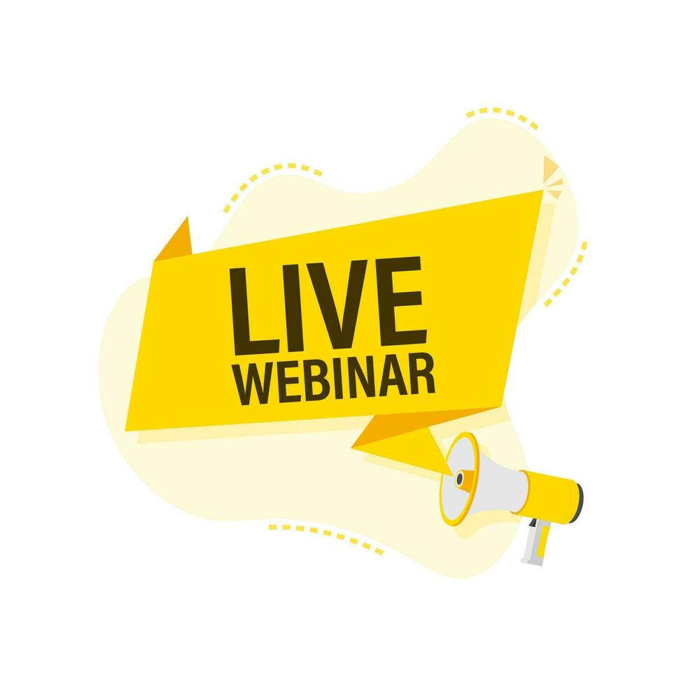 Hand Holding Megaphone with Live webinar. Megaphone banner vector