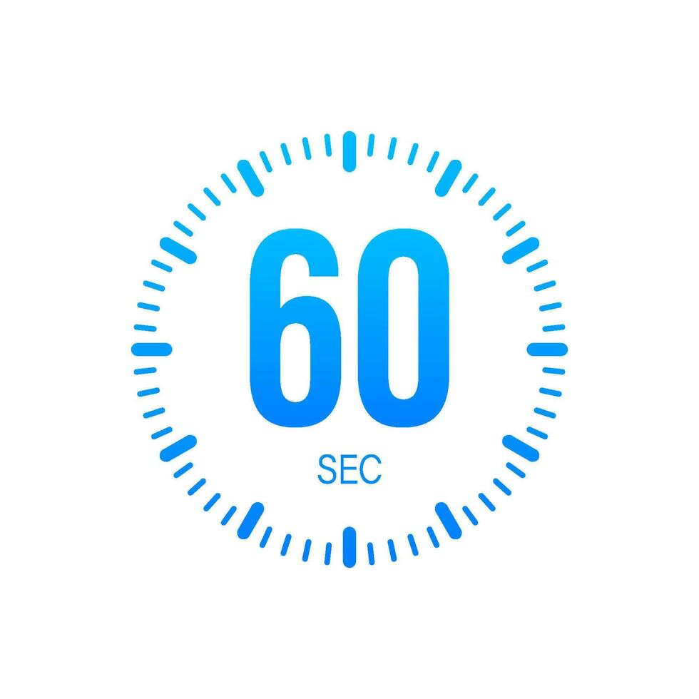 The 60 second, timer, stopwatch vector icon. Stopwatch icon in flat style. Vector stock illustration.