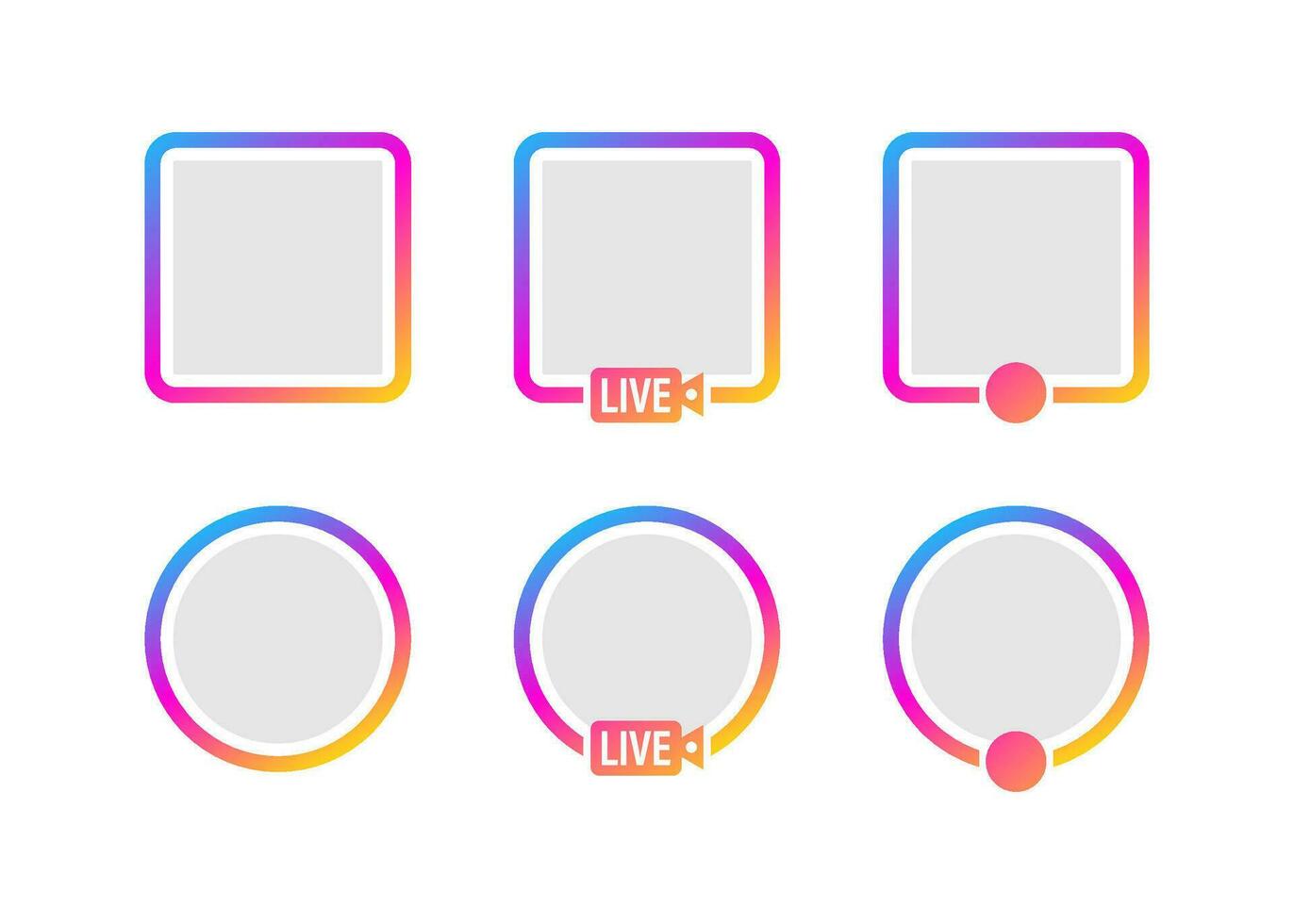 Social media icon avatar frame. Live stories user video streaming. Vector illustration