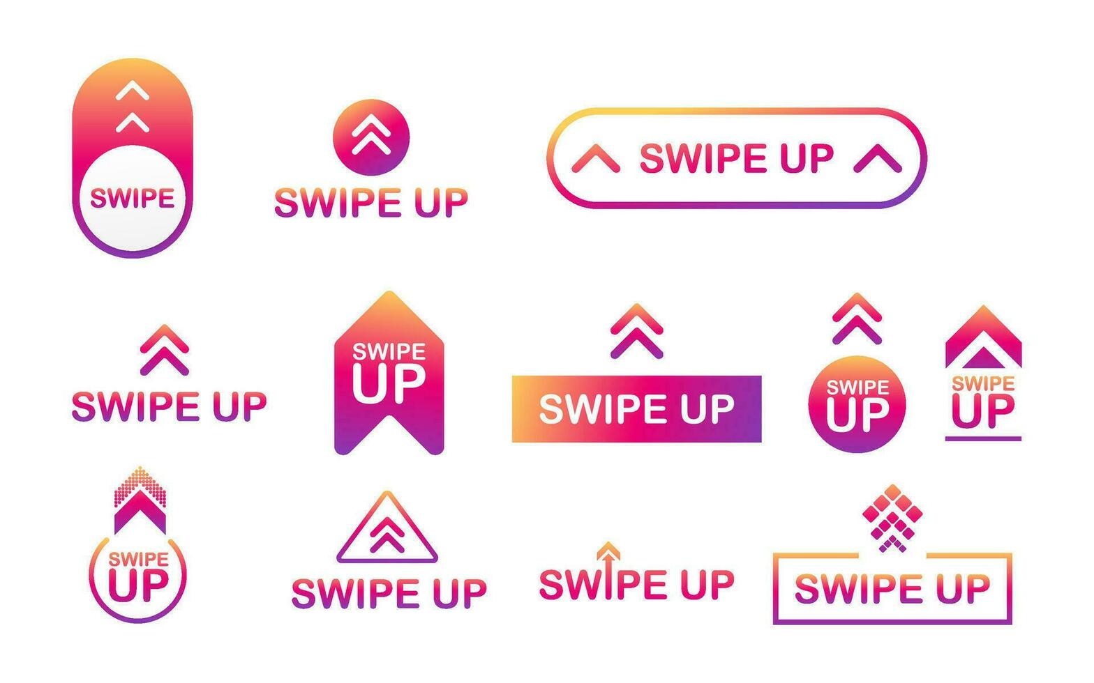 Swipe up icon set isolated on background for stories design. Vector stock illustration.