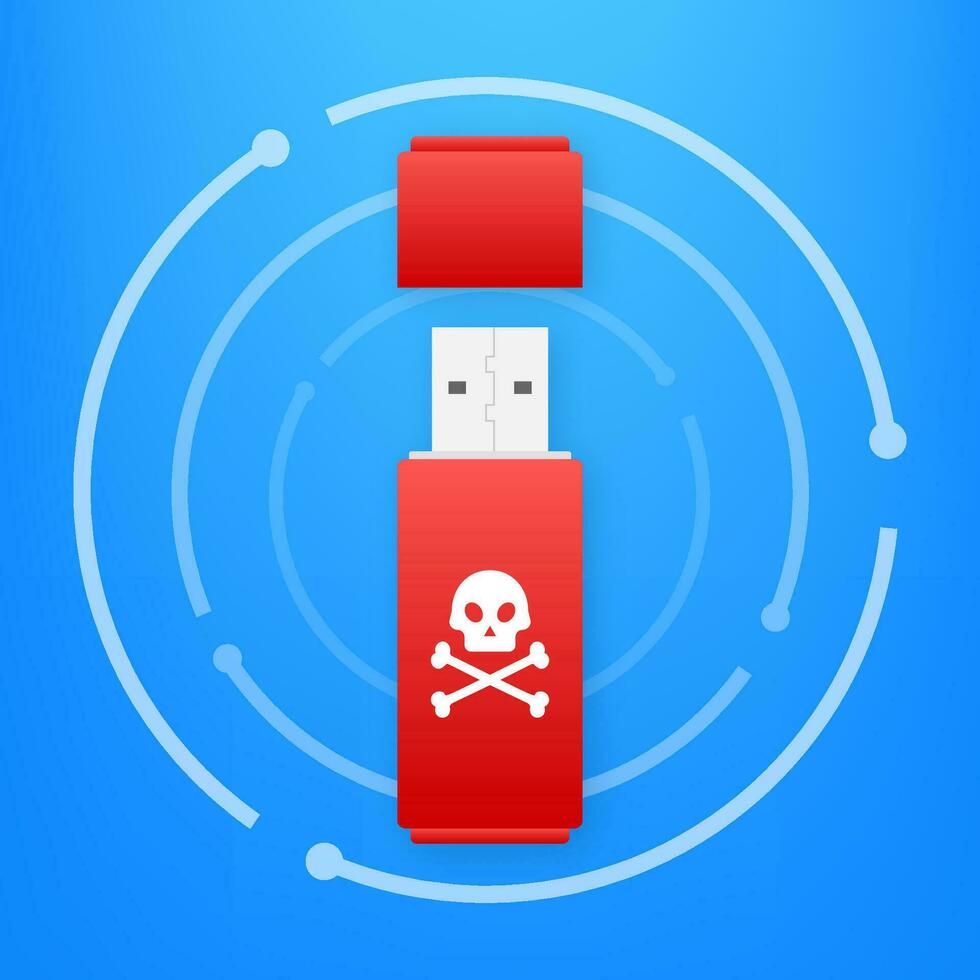 Computer virus on usb flash card. Virus protection. Vector stock
