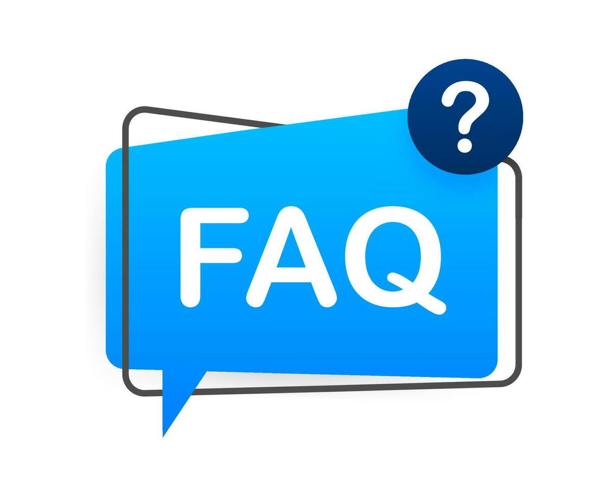 Frequently asked questions FAQ banner. Computer with question icons. Vector stock illustration