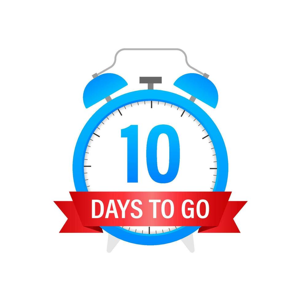 9 days to go flat icon. Vector stock illustration