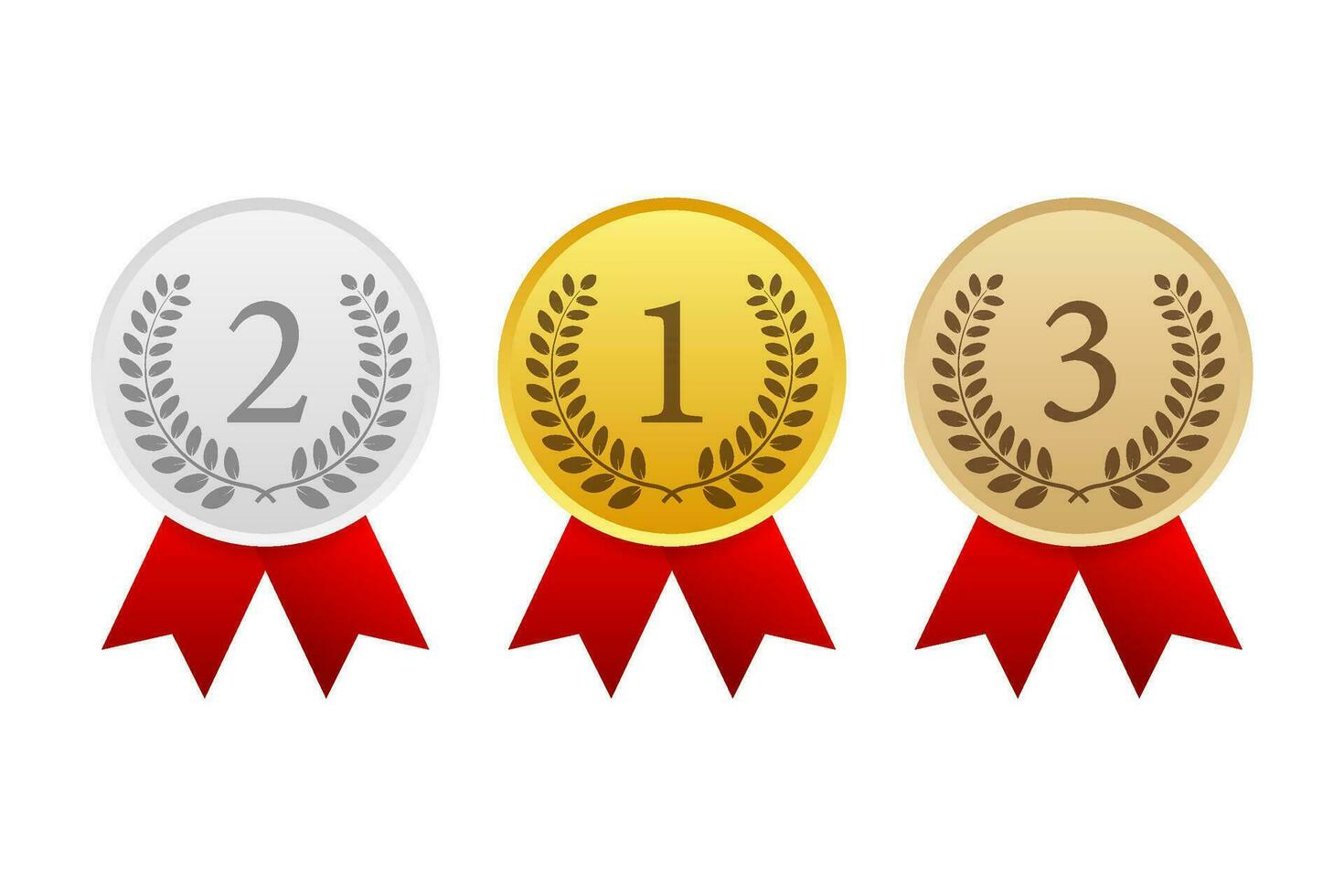 Gold, Silver and Bronze Award Medal Icon. Vector stock illustration