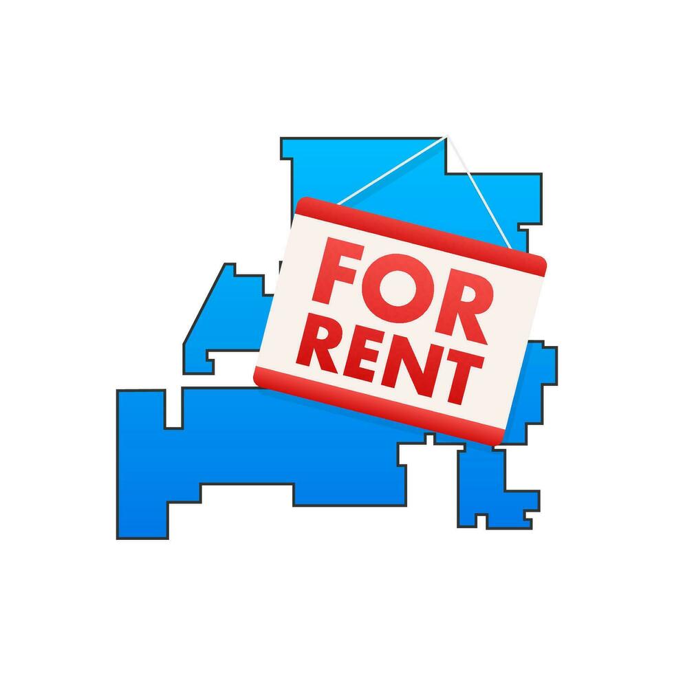 For rent sign. Real estate, advertising, house rent property concept vector