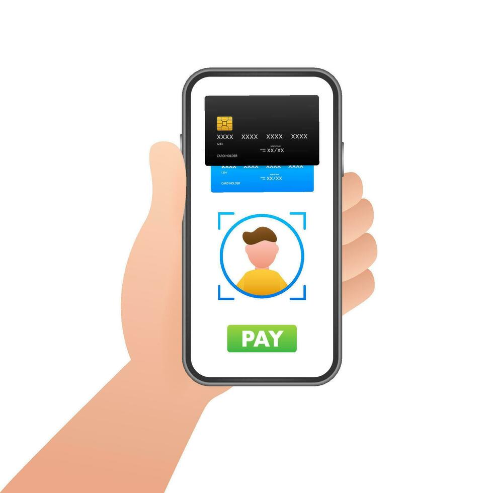 Mobile Payment concept with illustration of smartphone, credit card. Vector illustration