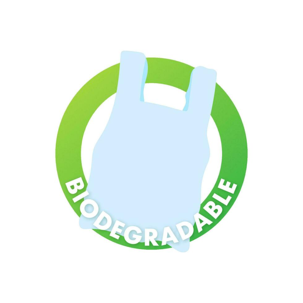 Biodegradable recyclable label. Bio recycling. Eco friendly product. Vector stock illustration