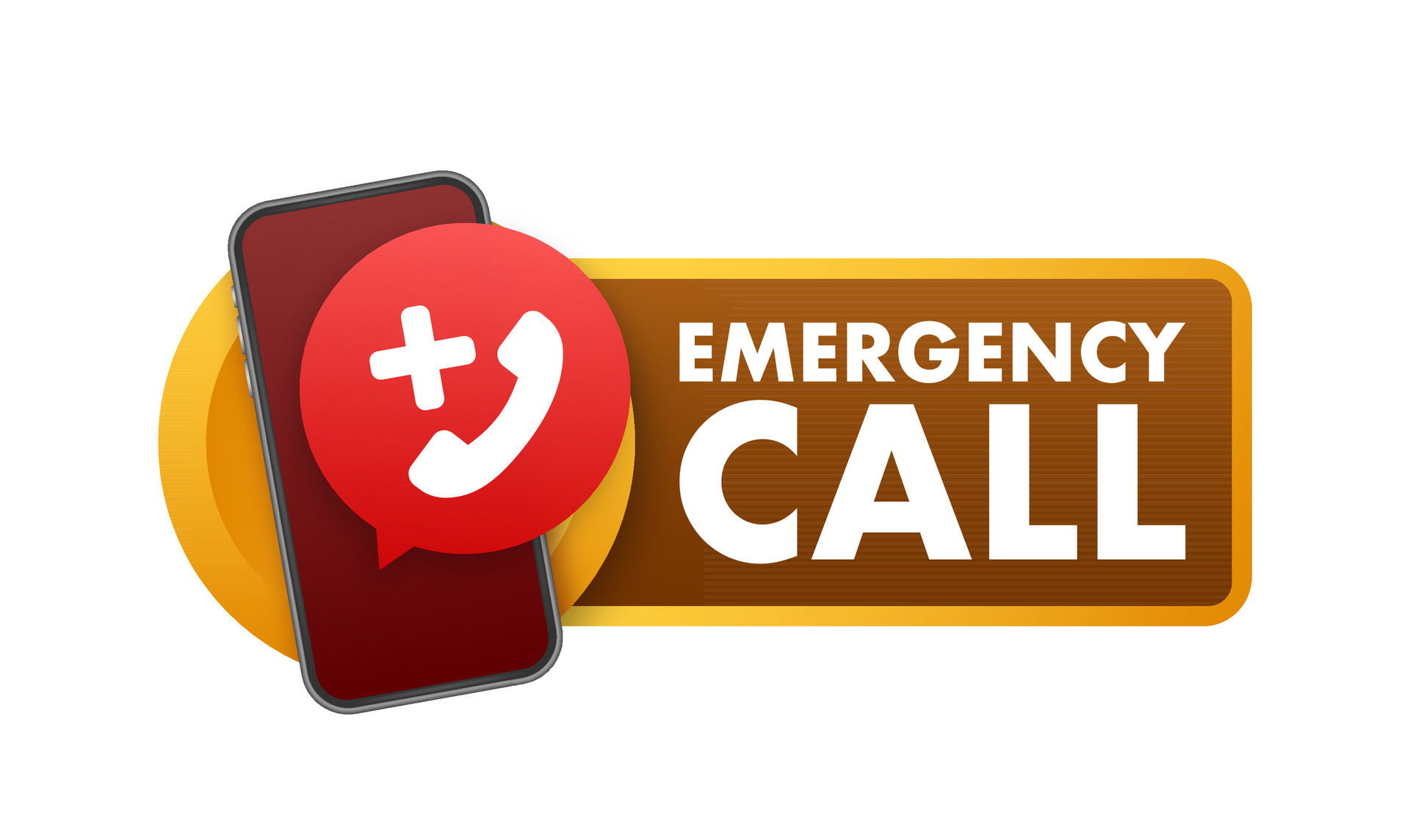 Flat illustration with red emergency call for concept design. Call icon