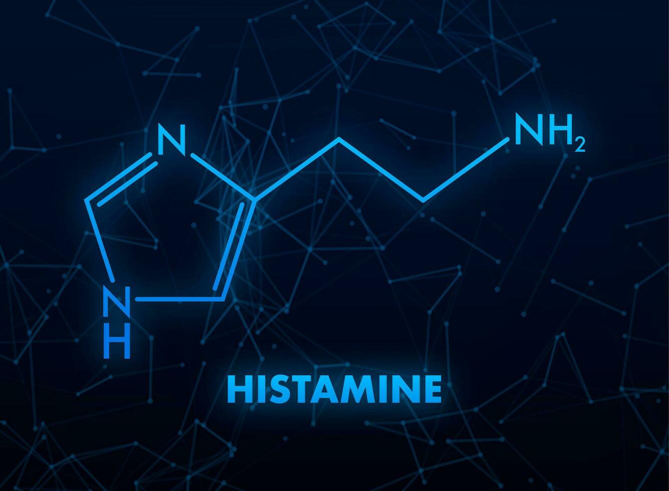Histamine concept chemical formula icon label, text font vector illustration.