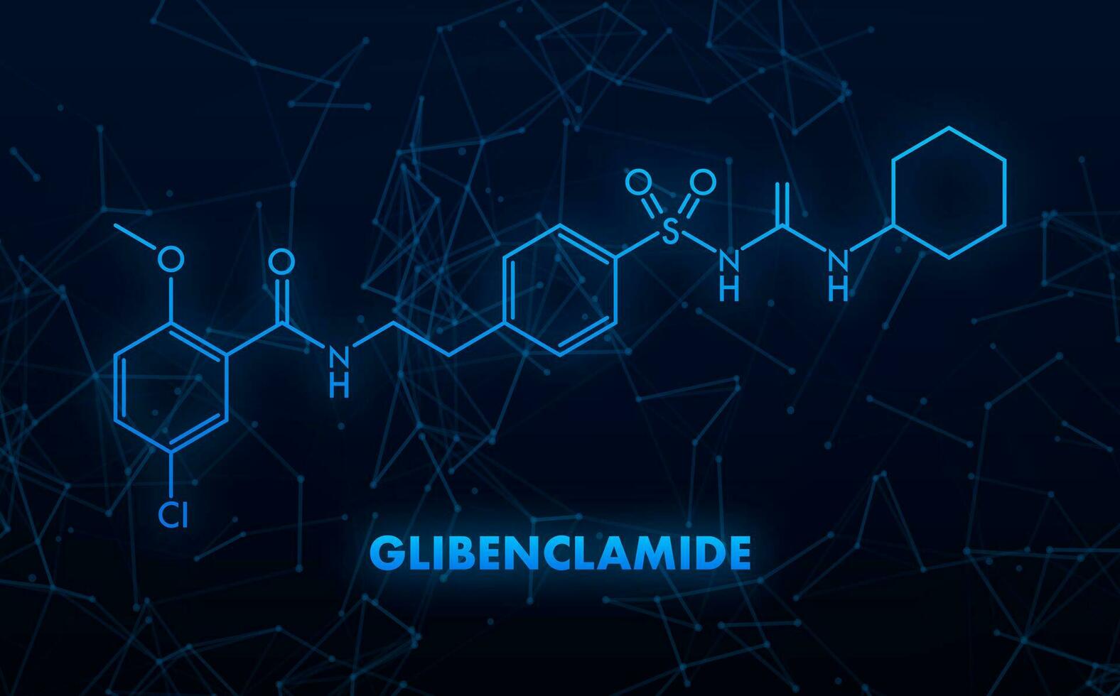 Glibenclamide concept chemical formula icon label, text font vector ...