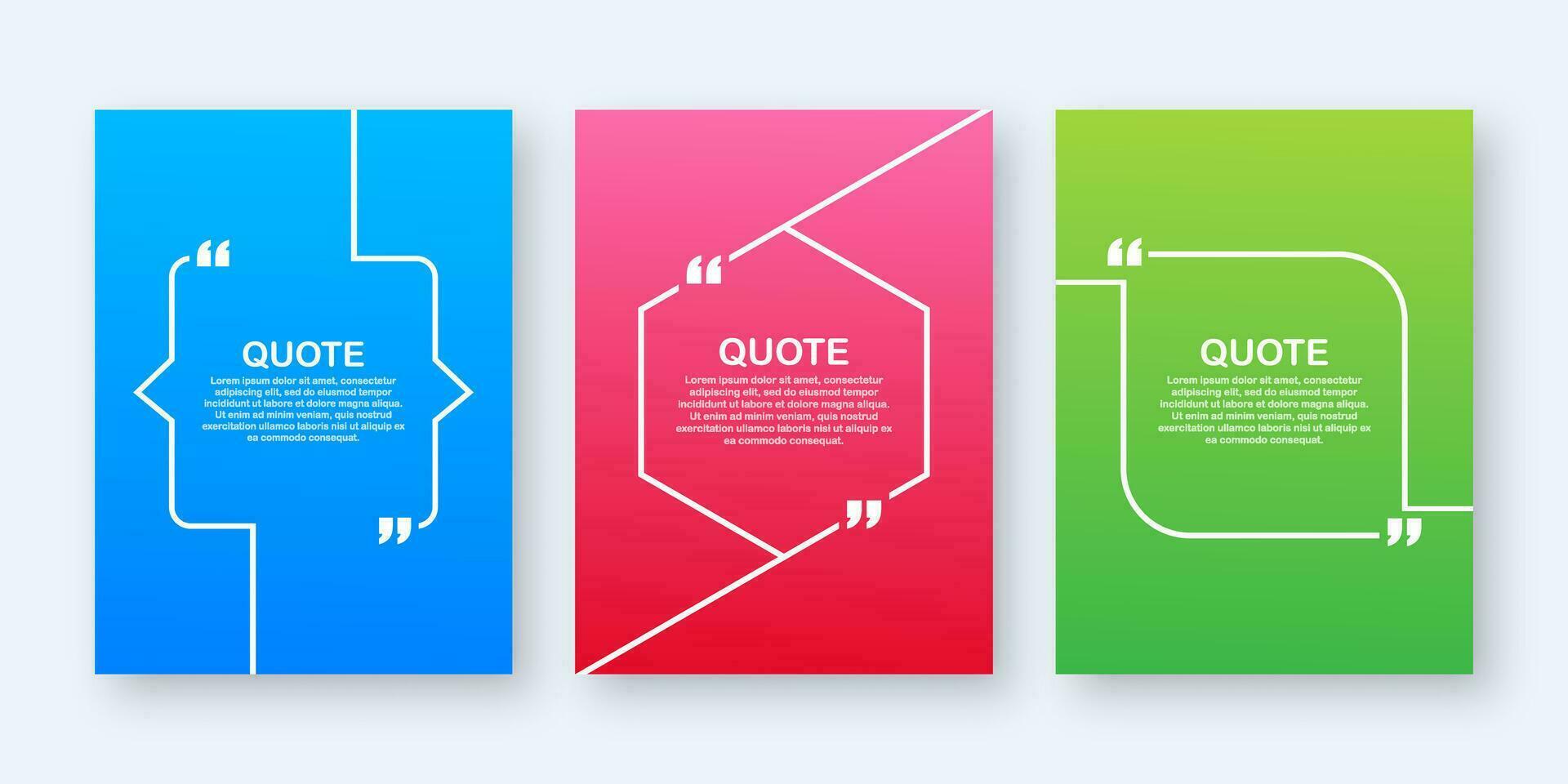 Set Quote frames. Blank template with print information design quotes. Blank template quote. Vector stock illustration