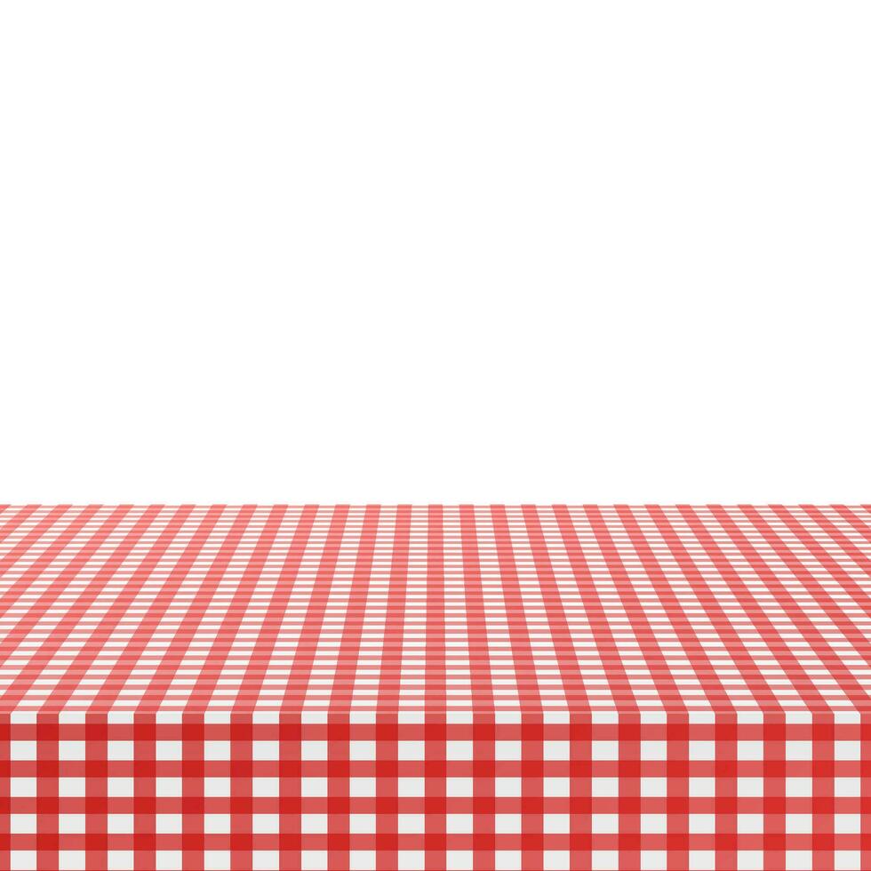 Red corner tablecloth on white background. Vector illustration.