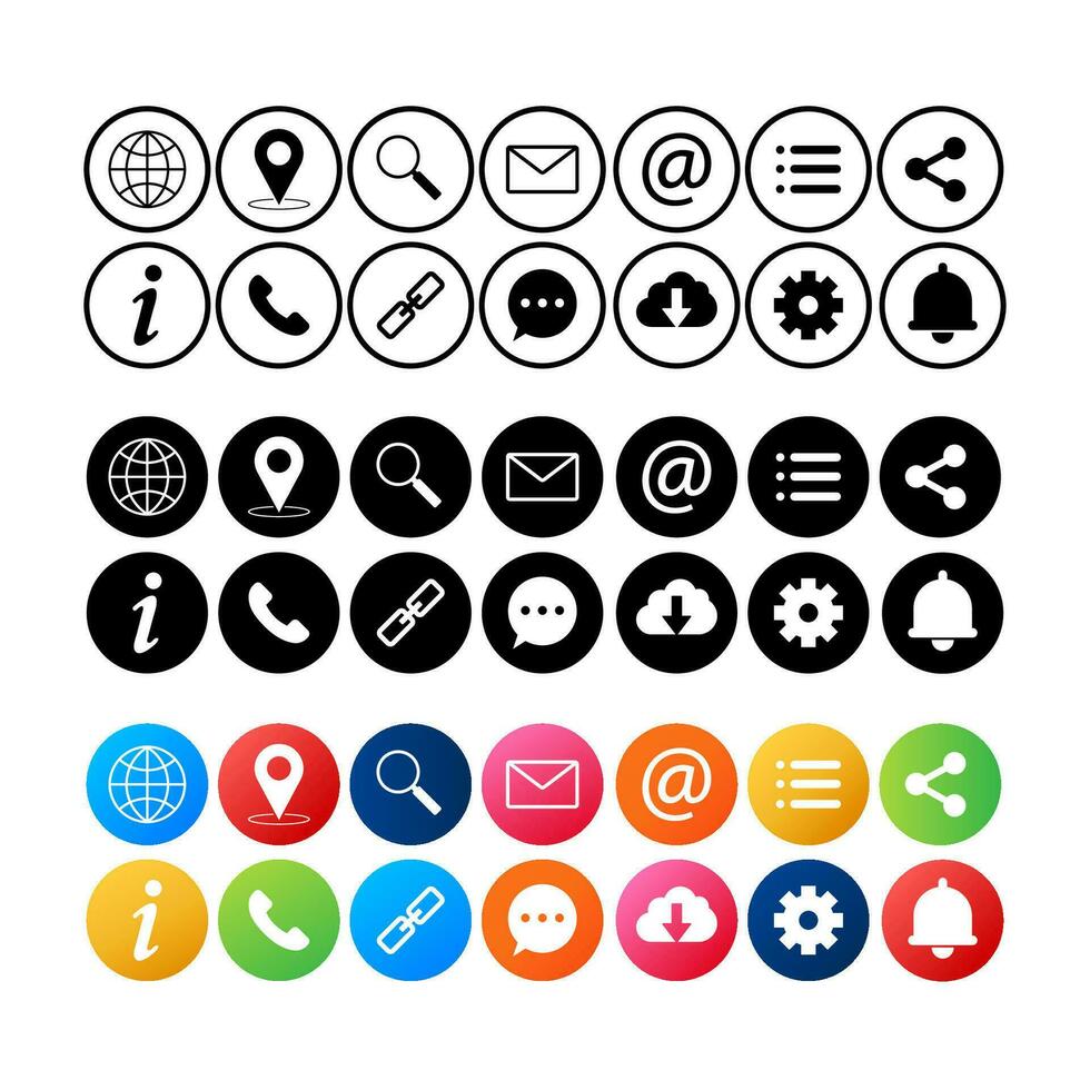 Simple web icons set. Universal web icon to use in web and mobile UI, set of basic UI web elements. Vector illustration.