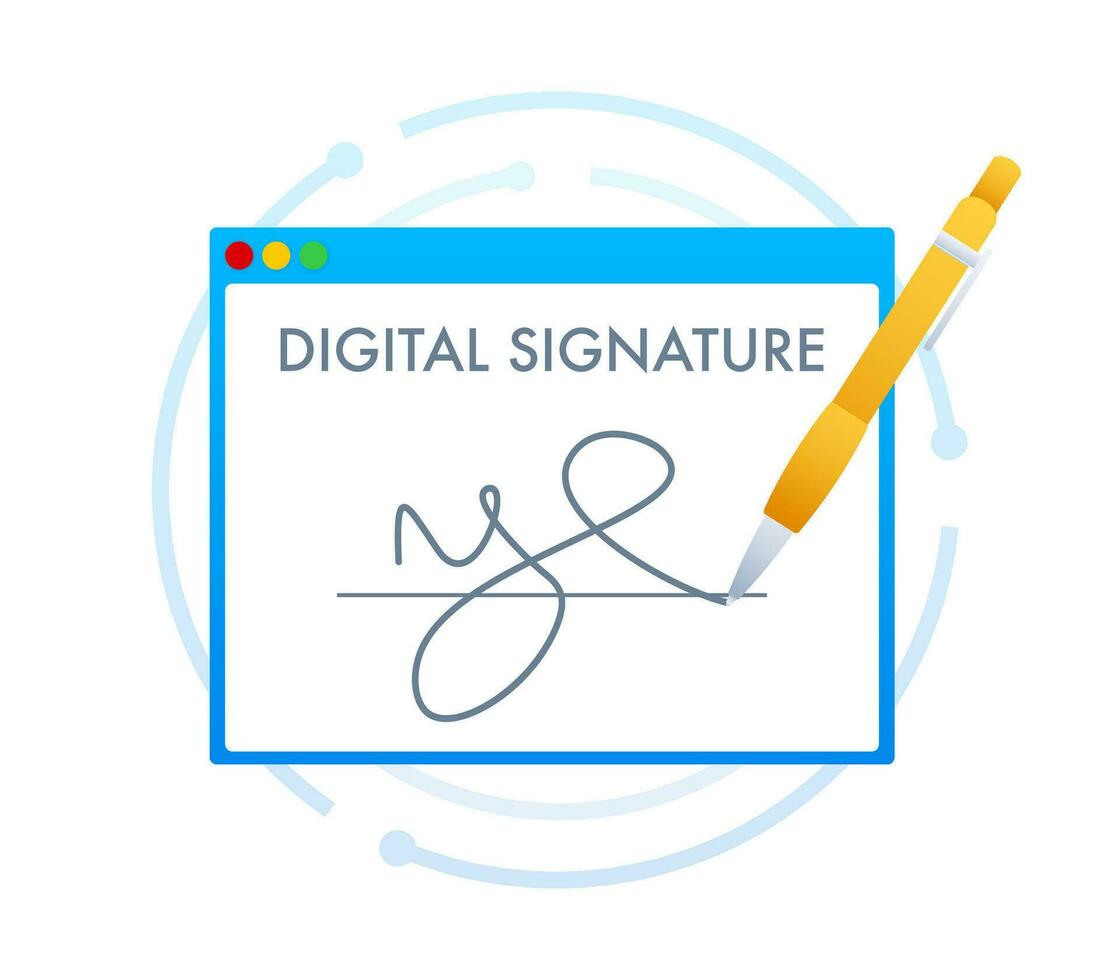 Electronic contract or digital signature concept. Vector stock illustration