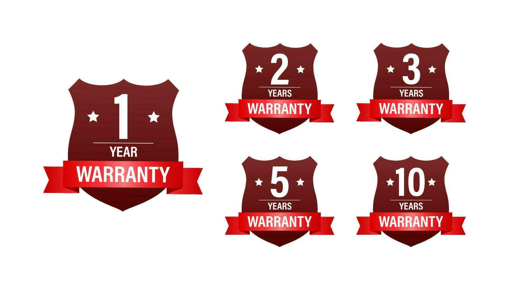 1, 2, 3, 5, 10 Year warranty. Support service icon Vector stock illustration