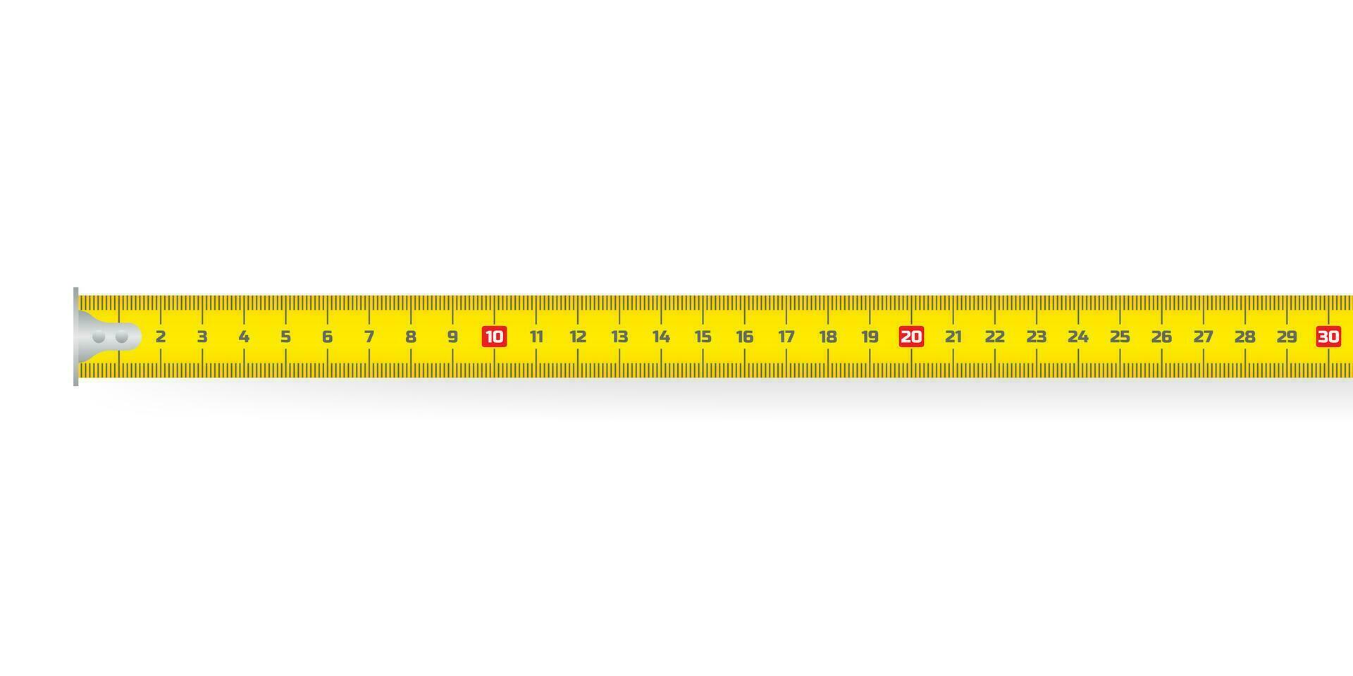 Yellow measure tape. Ruler. An instrument for measuring length. Vector stock illustration.