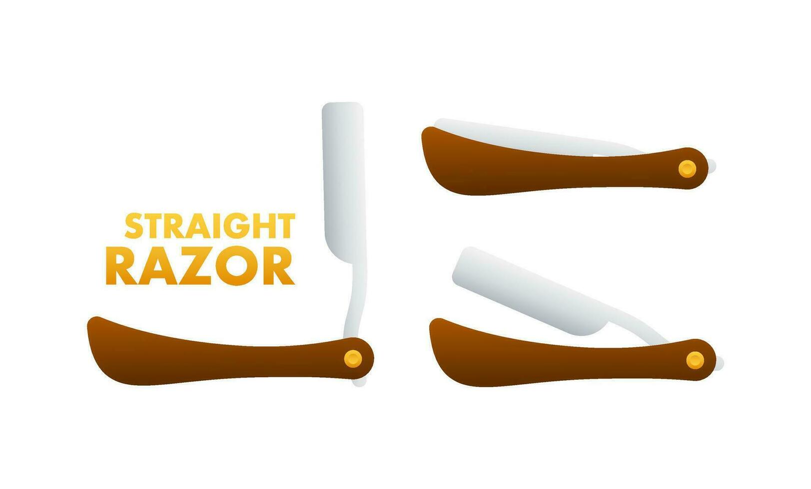 Set Straight razor. Old razor blade. Barbershop Element. Vector stock illustration