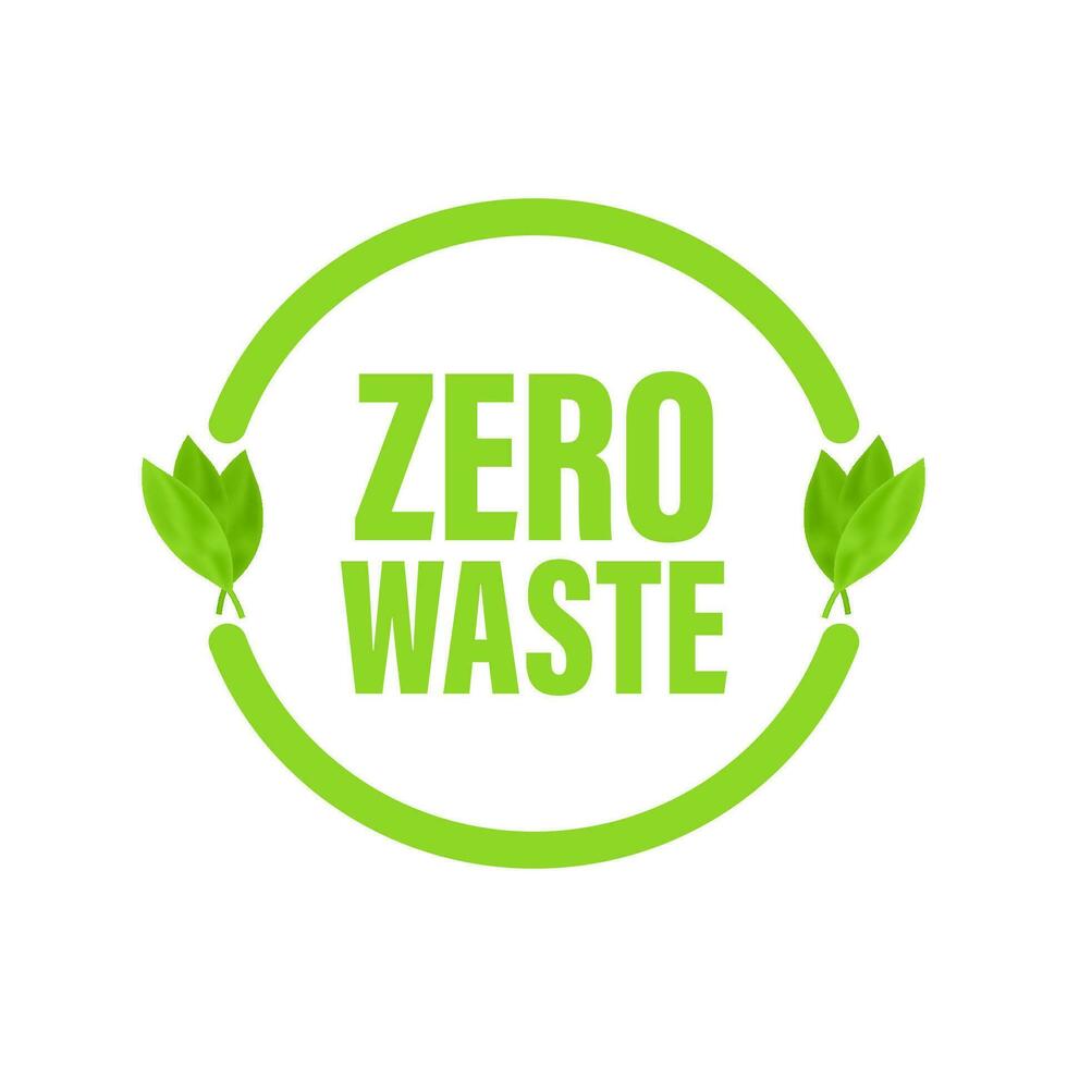 Green zero waste sign. Vector logo illustration. Doodle vector illustration