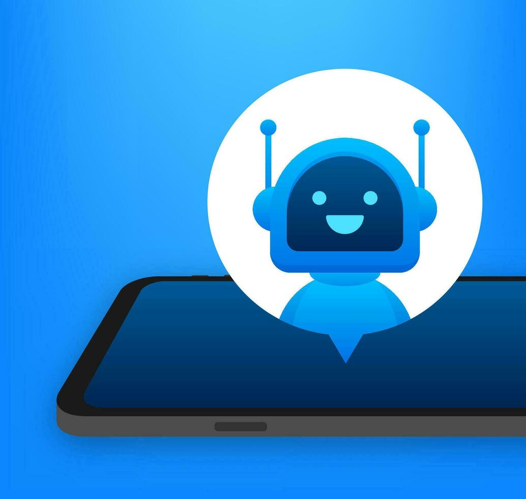 Chat Bot Using on smartphone, Robot Virtual Assistance Of Website Or Mobile Applications. Voice support service bot. Online support bot vector