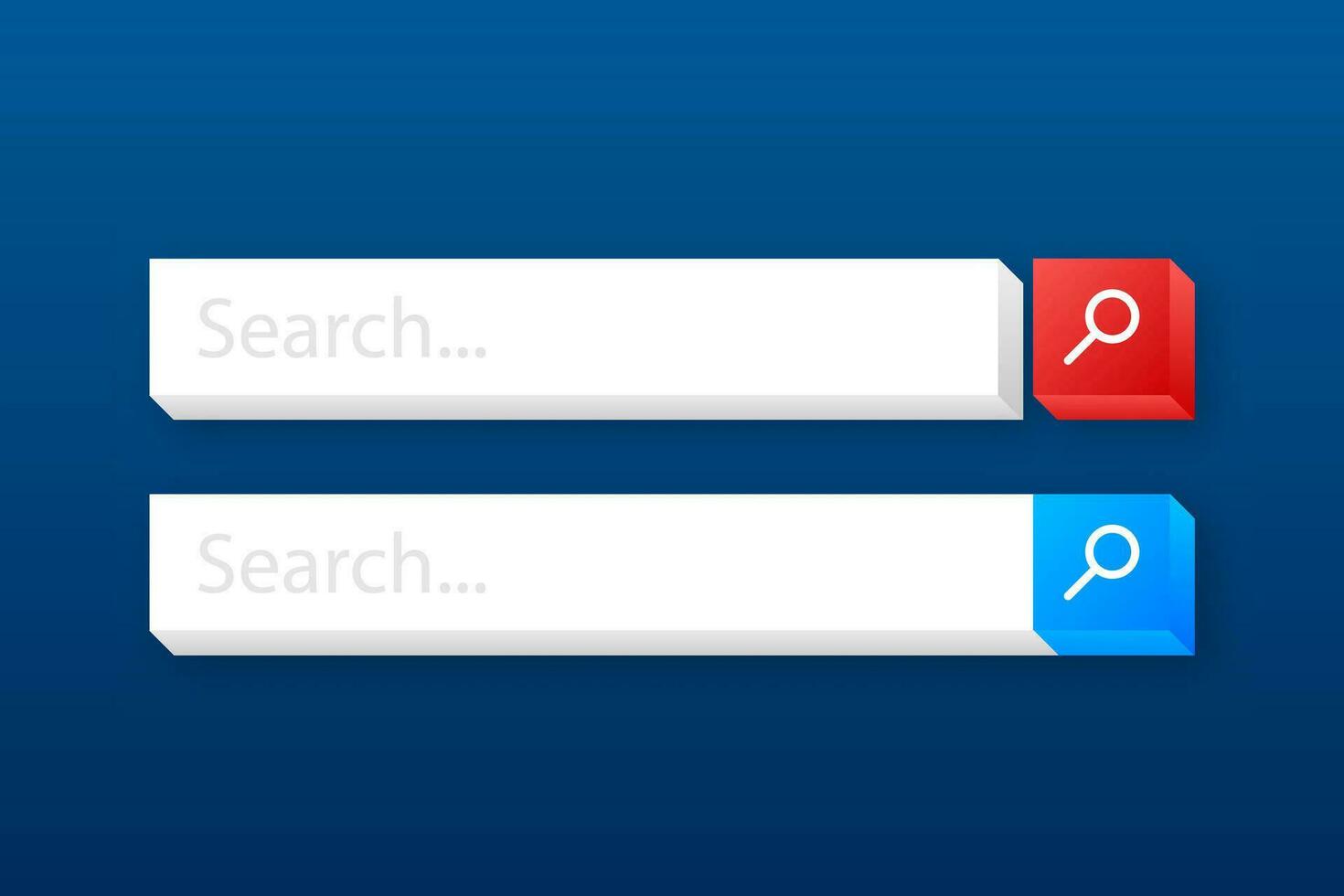 Set Search bar vector element design, set of search boxes ui template isolated on blue background. Vector stock illustration