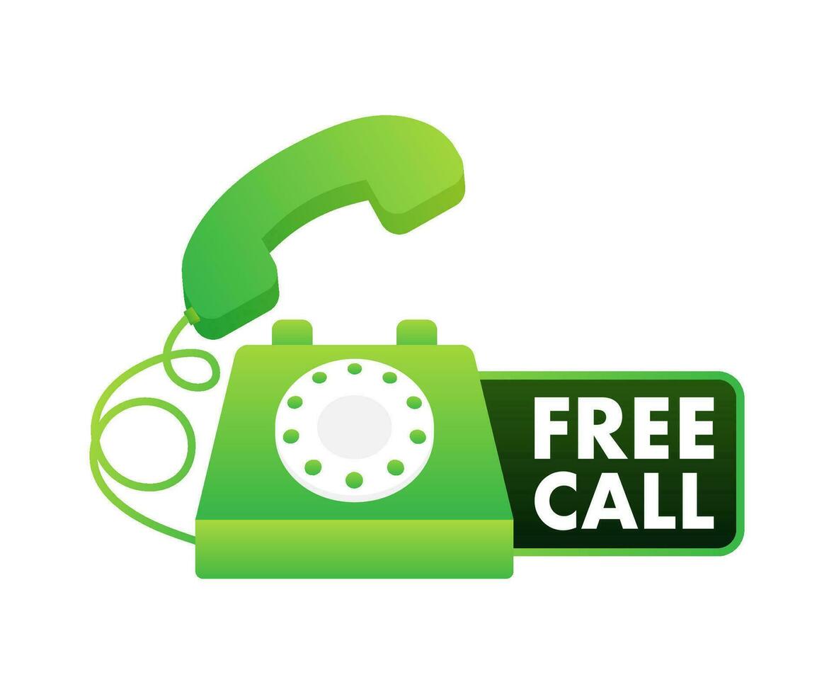 Free call. Information technology. Telephone icon. Customer service. Vector stock illustration