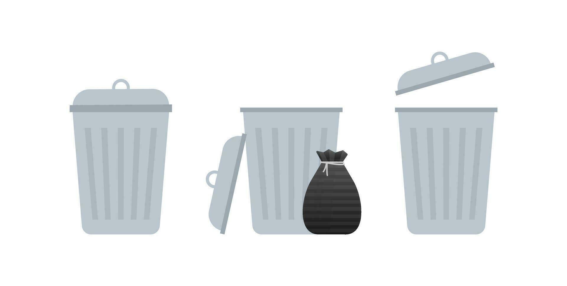 Trash can garbage dustbin. Vector stock illustration