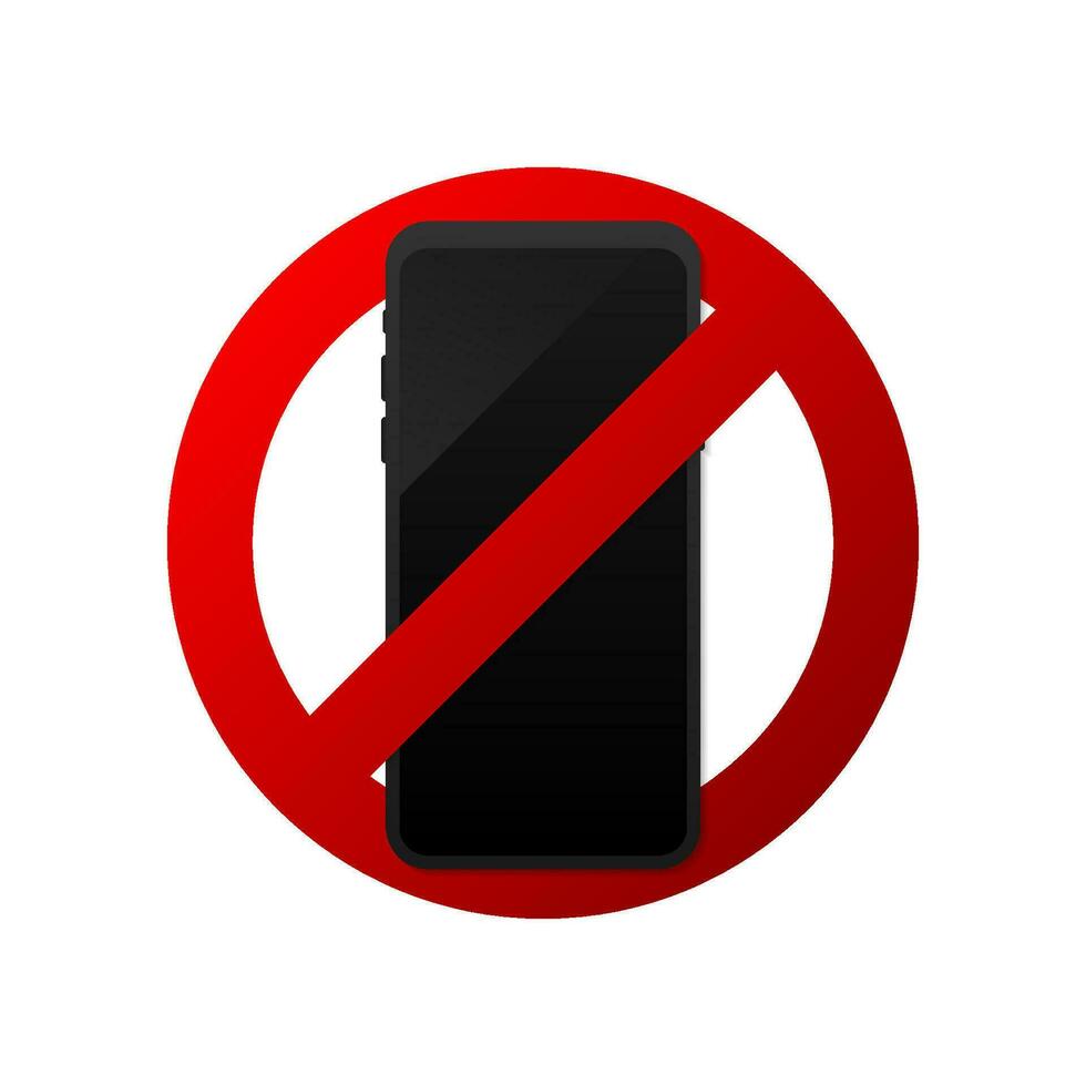 Icon prohibiting the use of a mobile phone or smartphone. Vector stock illustration