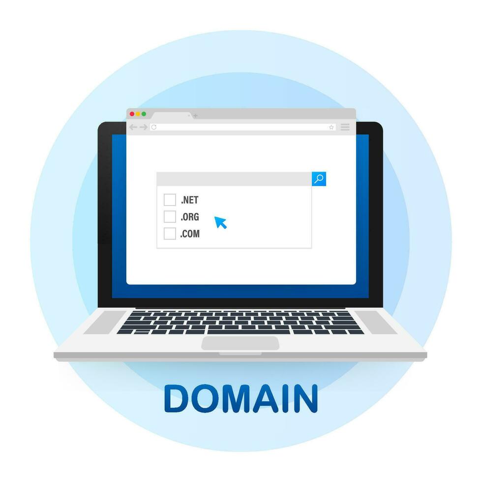 Banner with domain for concept design. Business icon. Check mark icon. Vector stock illustration