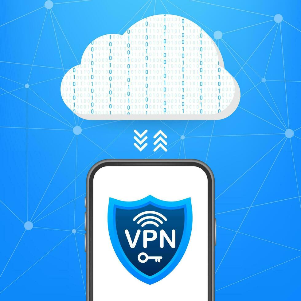 Secure VPN connection concept. Virtual private network connectivity overview. Vector stock illustration. Vector illustration