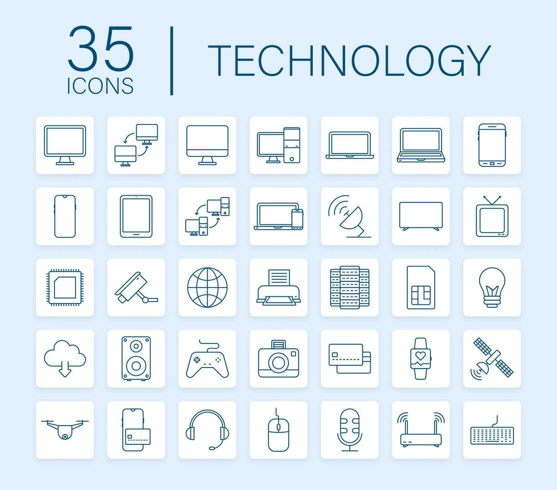 Technology icon on white background. Information technology. Digital communication. Device icon. Global network connection. Vector stock illustration