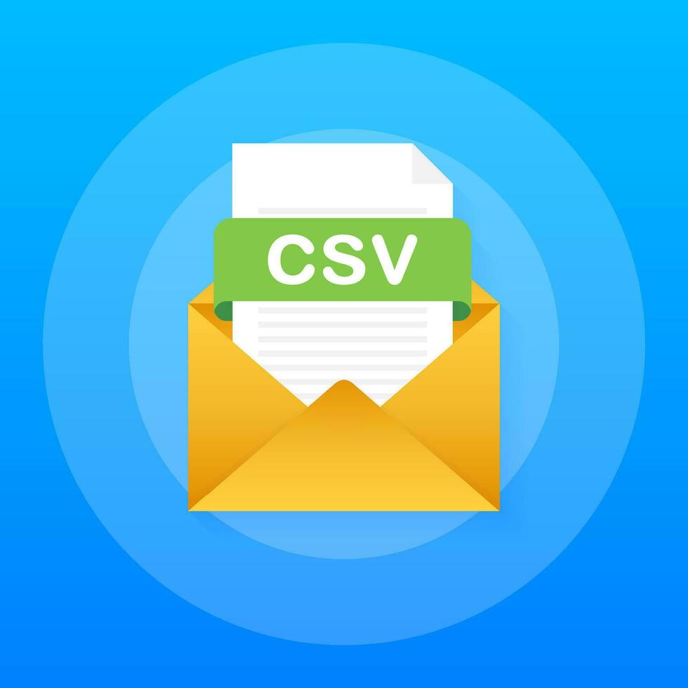 Download CSV button. Downloading document concept. File with CSV label and down arrow sign. Vector illustration.
