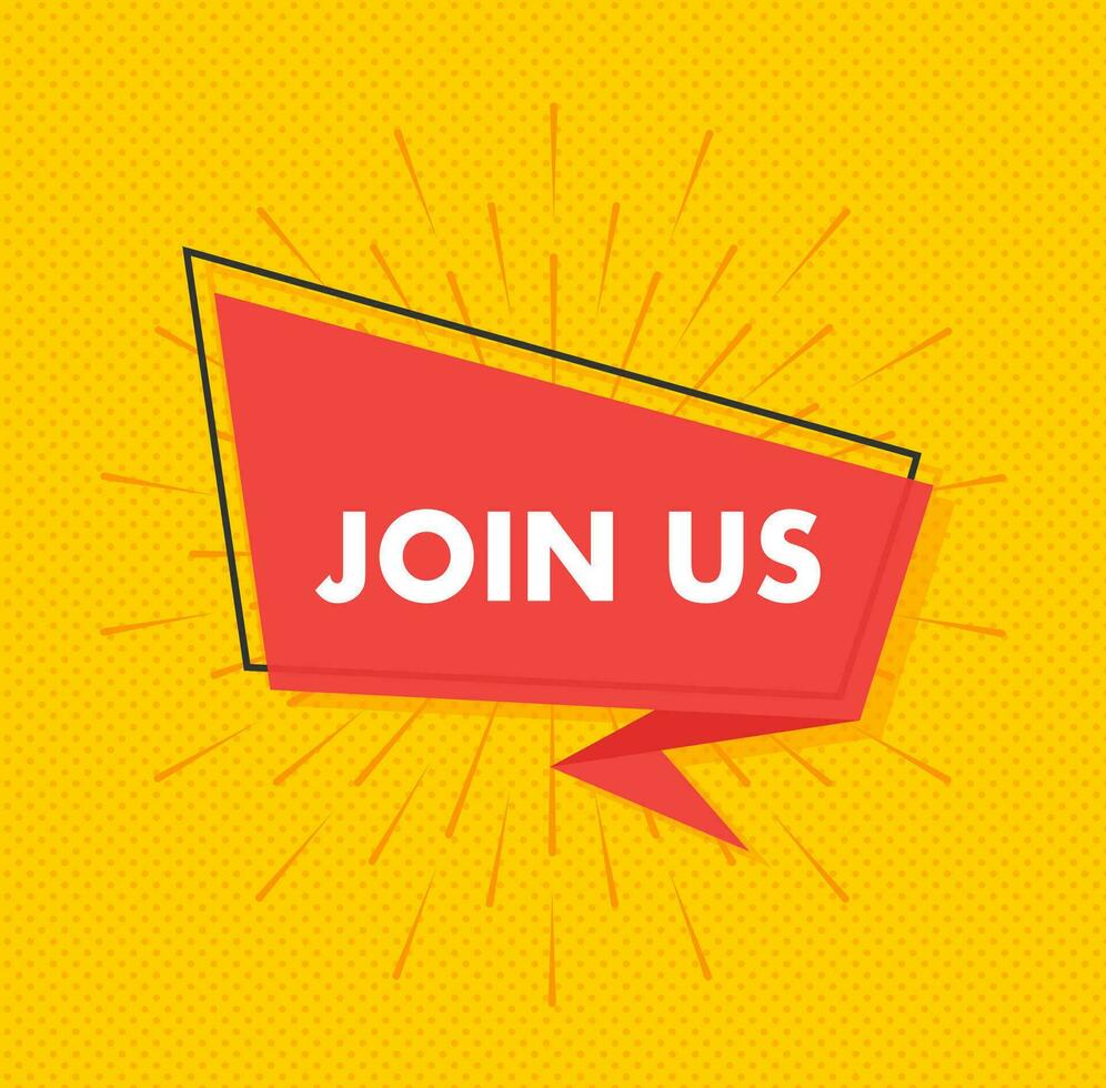 Join us speech bubble, Label. Vector stock illustration