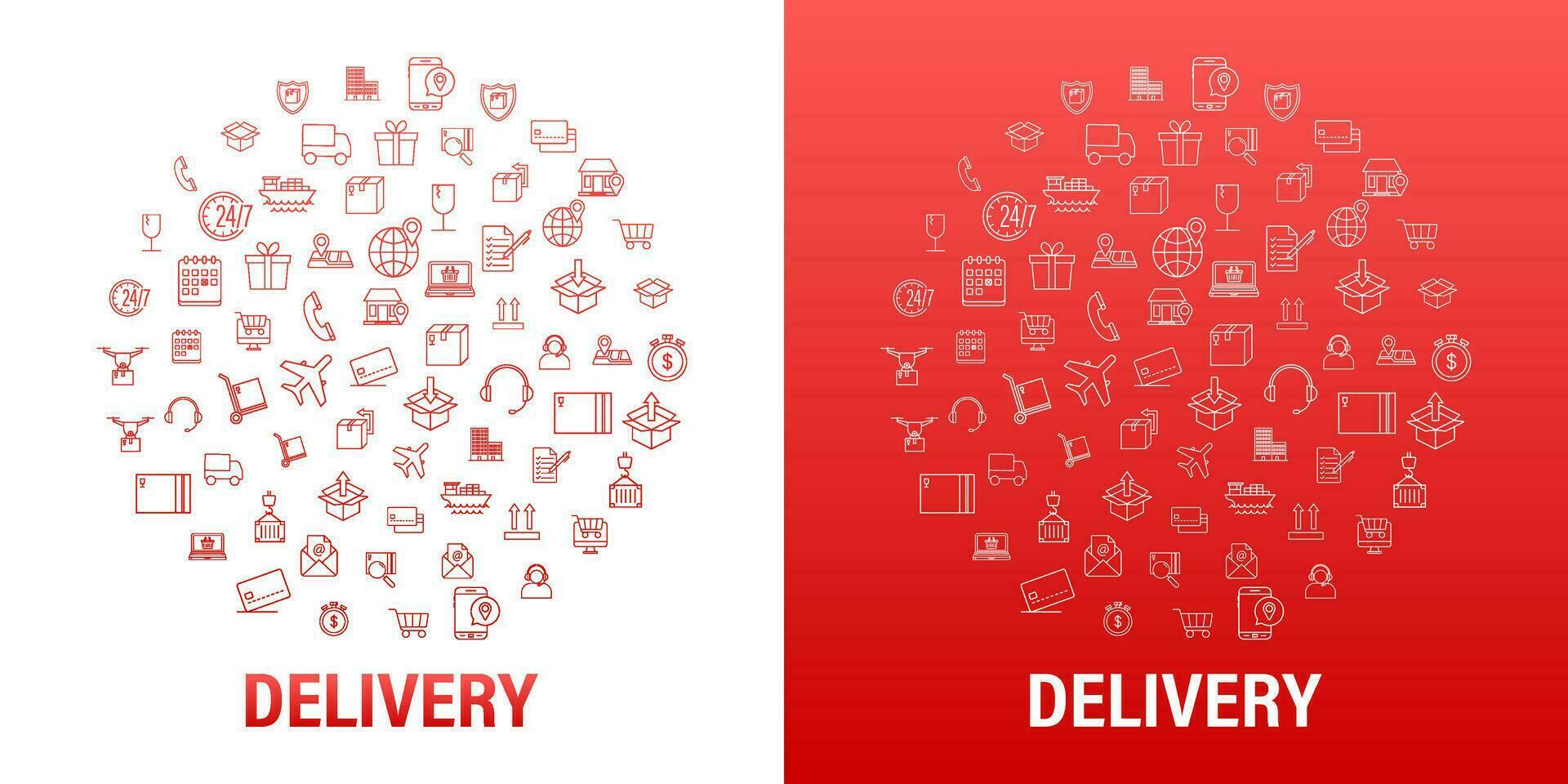 Round set with delivery icon. Delivery service. Fast courier. Truck icon set. Vector stock illustration