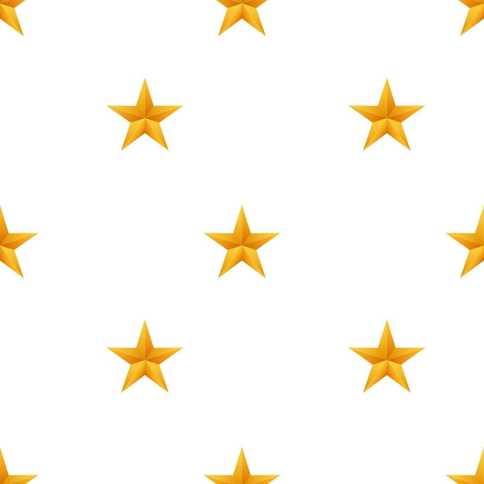 Realistic metallic golden stars pattern on white background. Vector stock illustration