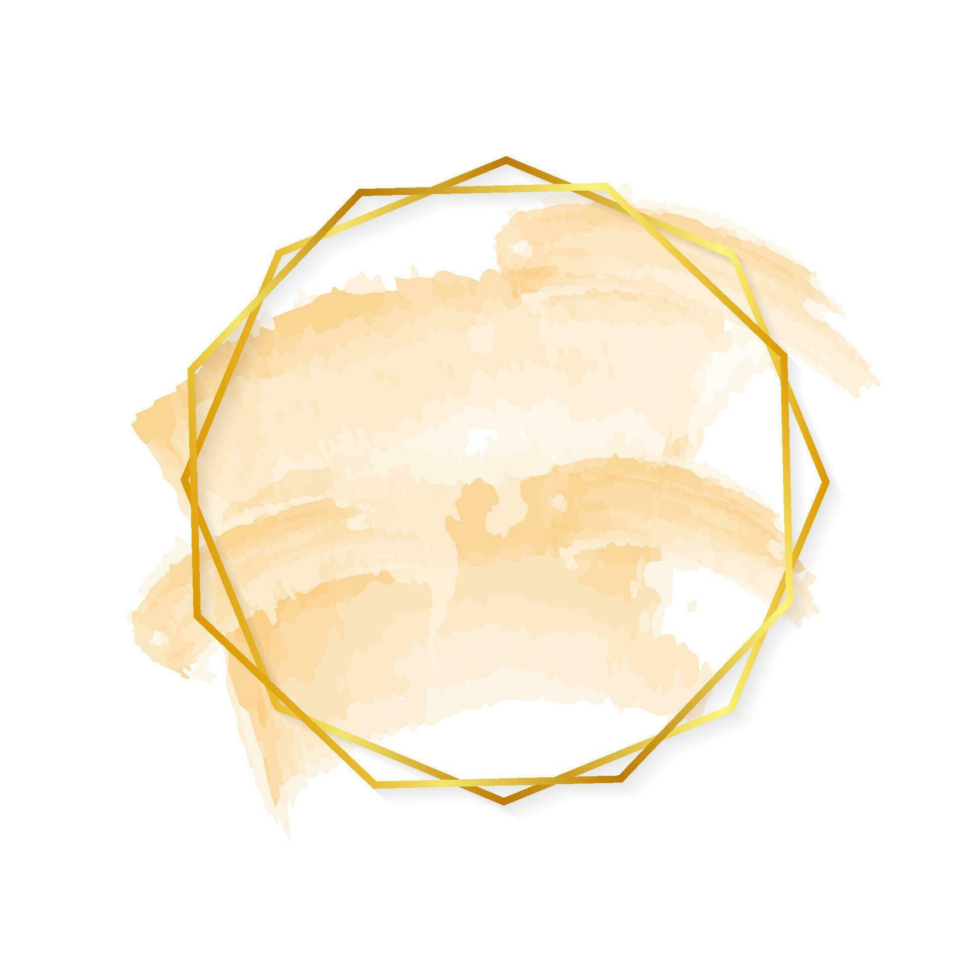 Vector golden frame with lights effects. Rectangle banner. Glowing