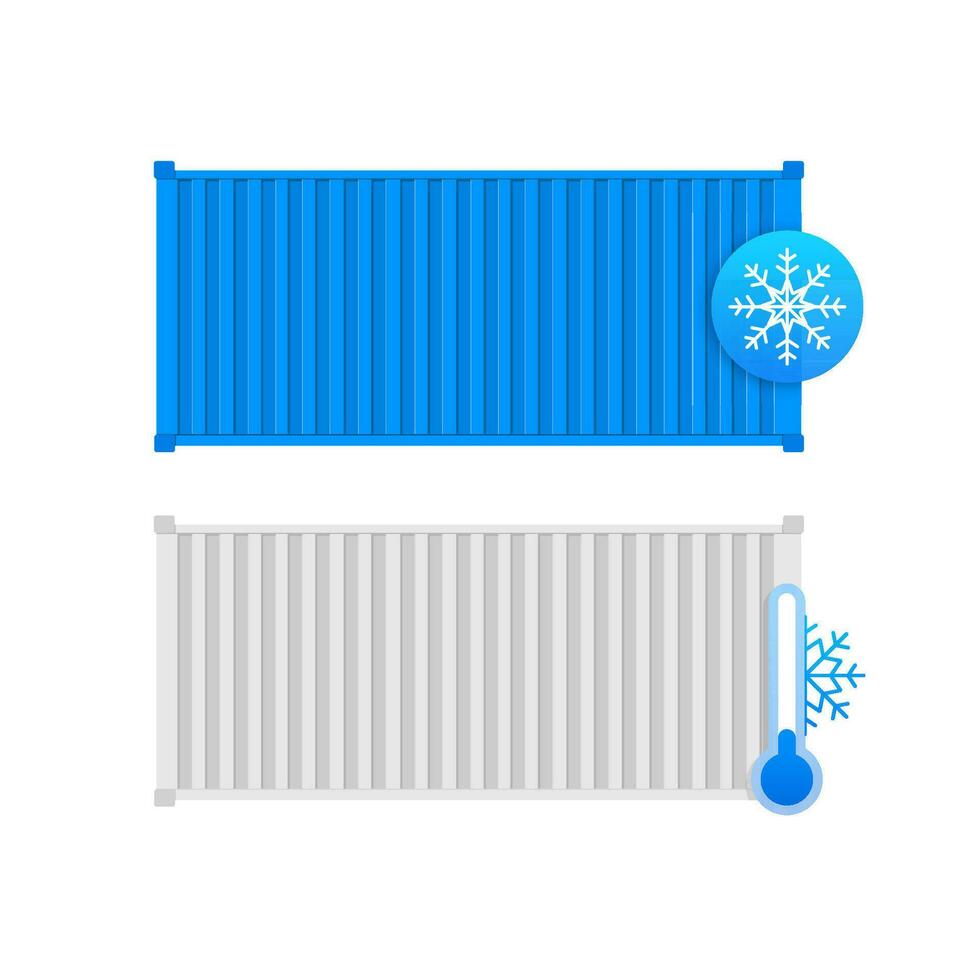 Reefer, Refrigerator container. Cool container use for transport. Vector stock illustration