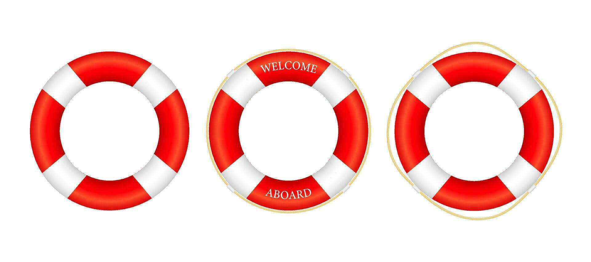 Realistic Style, set lifebuoy Isolated on White Background. Vector stock illustration