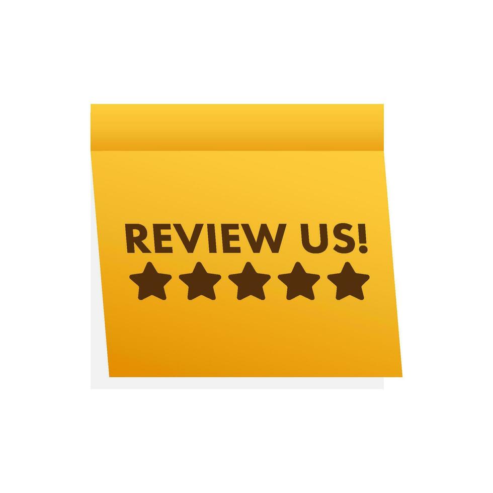 Review us User rating concept. Review and rate us stars. Business concept. Vector illustration