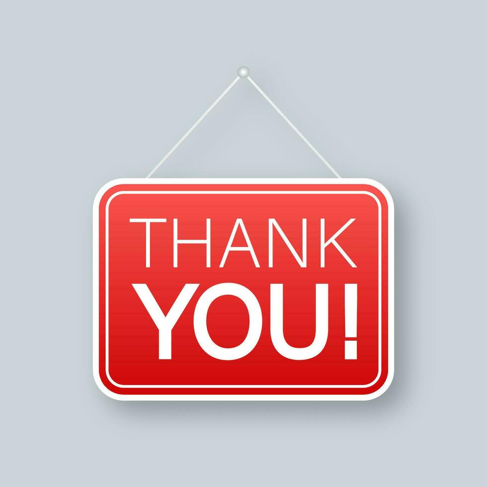 Thank you hanging sign. Door sign. Vector stock illustration