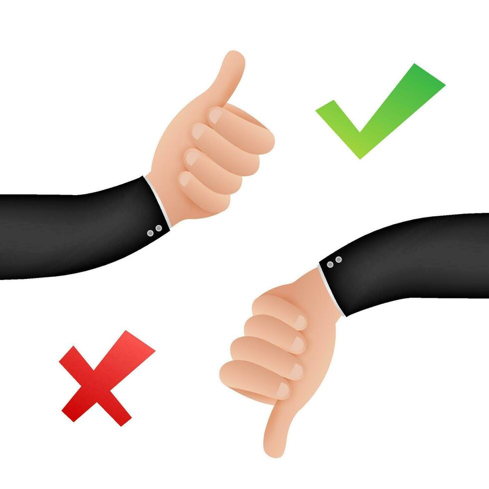 Yes and No thumb up. Feedback concept. Positive feedback concept. Choice button icon. Vector stock illustration
