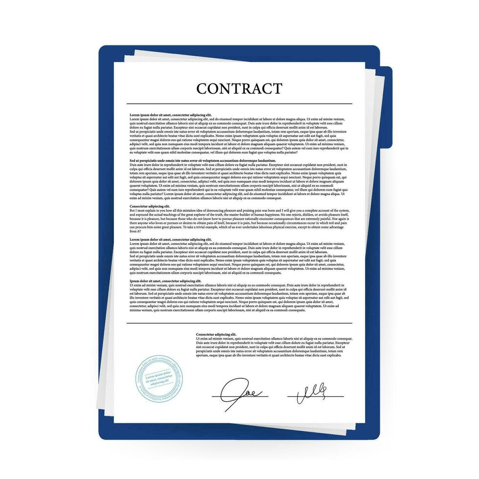 Contract agreement paper blank with seal. Vector illustration