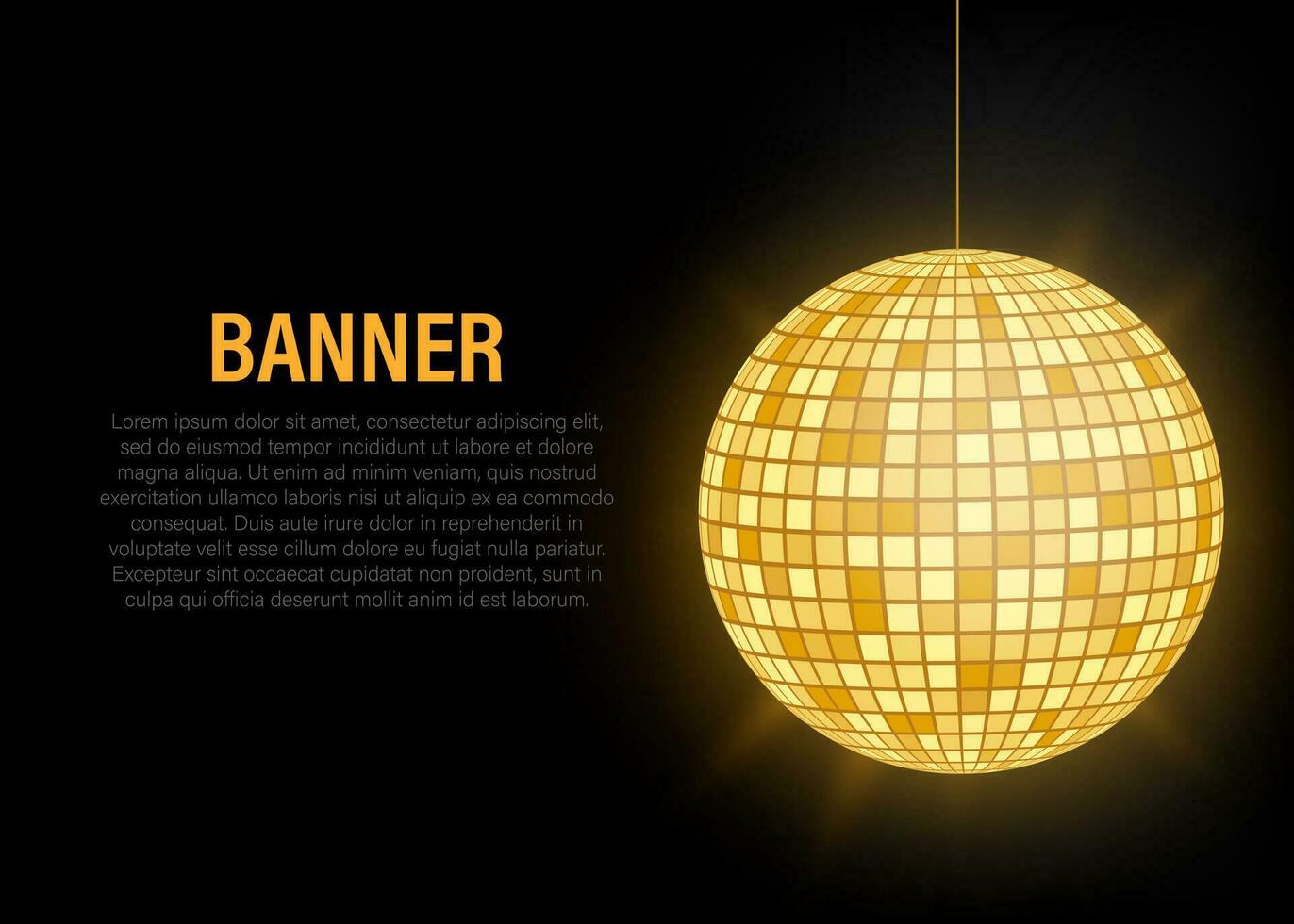 Gold Disco ball icon isolated on grayscale background. Vector stock illustration.