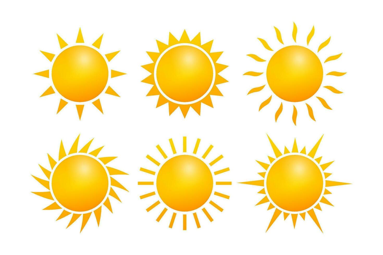 Set Realistic sun icon for weather design on white background. Vector illustration.