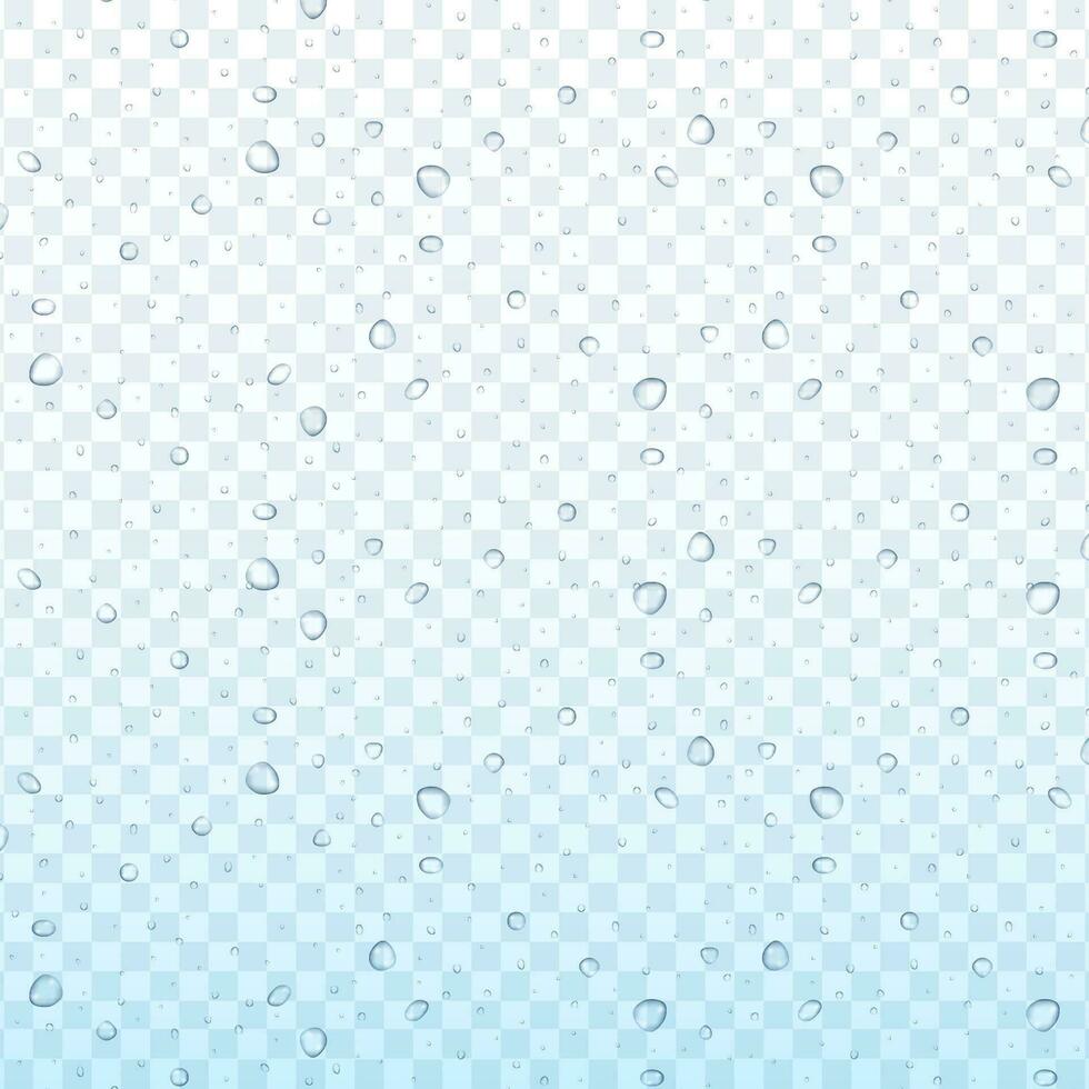 Transparent water drop on light gray background. Vector illustration.