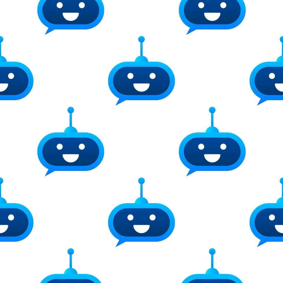 Robot icon pattern. Bot sign design. Chatbot symbol concept. Voice support service bot. Online support bot. Vector illustration