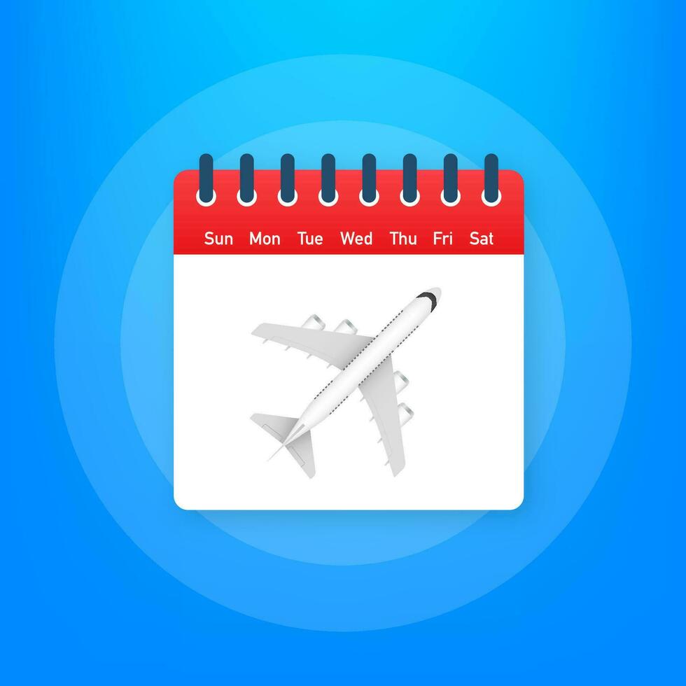 Calendar airplane for travel design. Vector illustration background