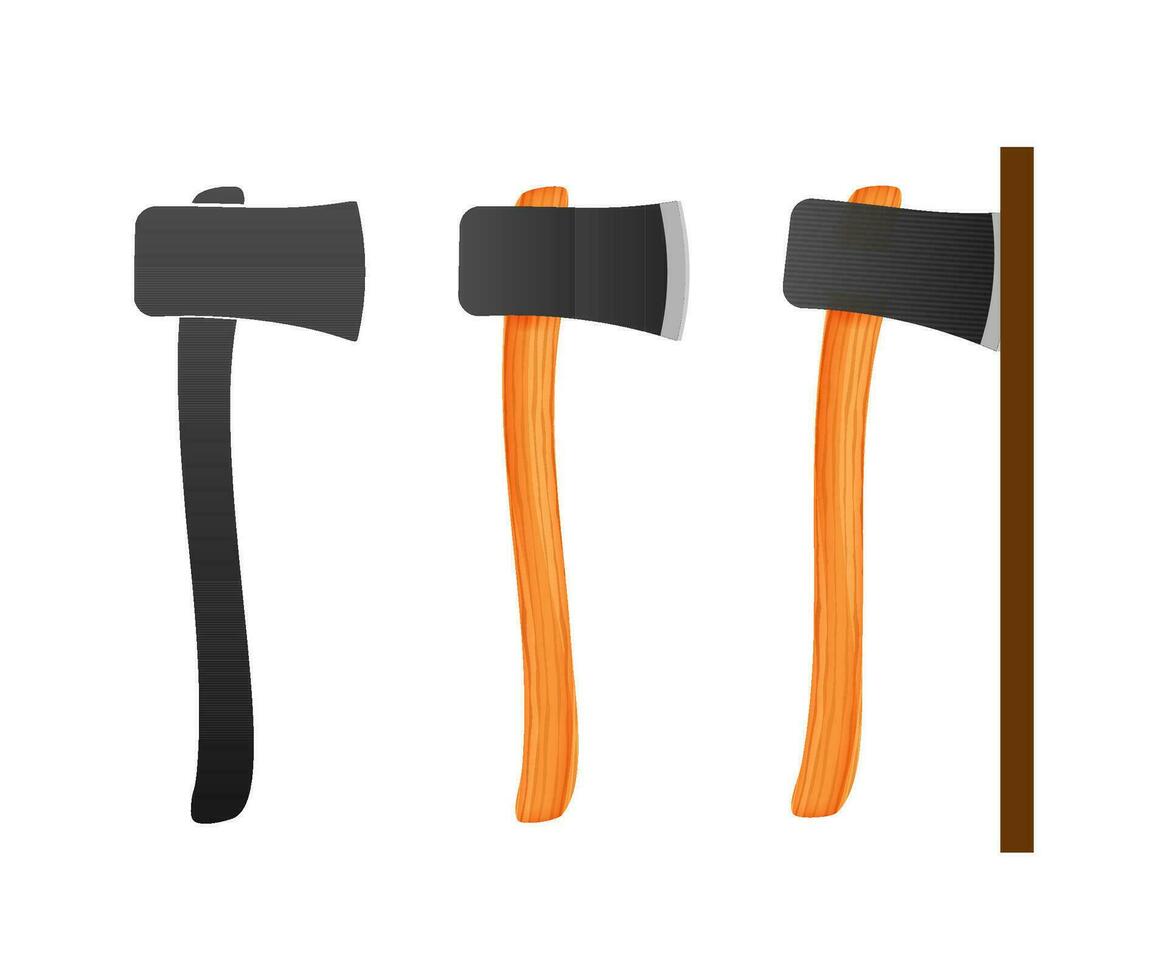 Forester axe in rustic. Carpenter tools clipart. Vector stock illustration