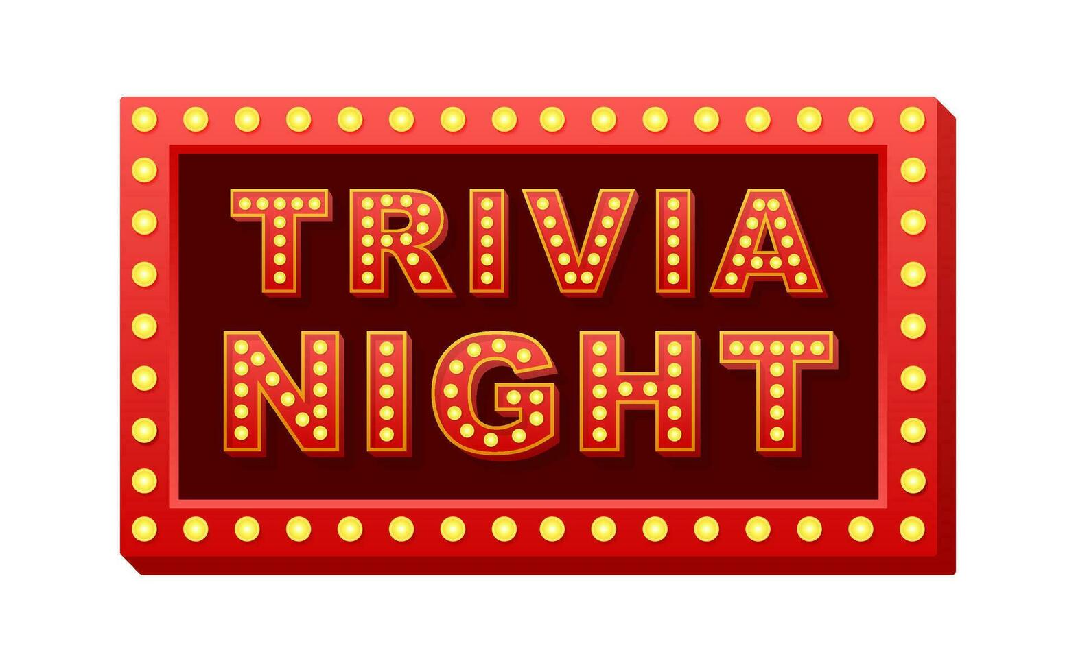 Retro light text trivia night. Retro light bulb. Vector stock illustration.