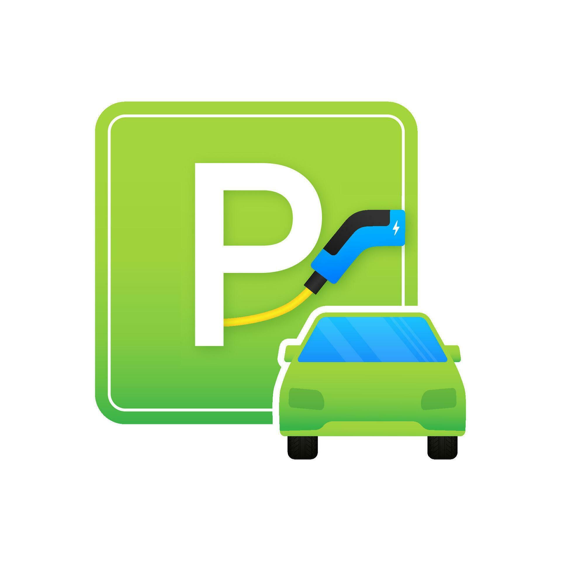 EV charging station parking sign. Electric vehicle charging. Vector